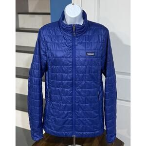 Women's Medium Patagonia Micro Puff Full Zip Insulated Blue Moon Jacket Coat!